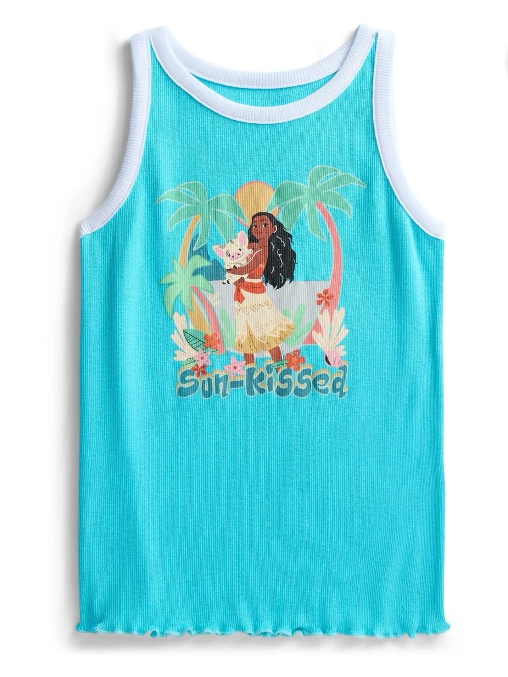 Disney Princess Moana Girls XL 14-16 Sun-Kissed Graphic Ringer Tank Top NWT